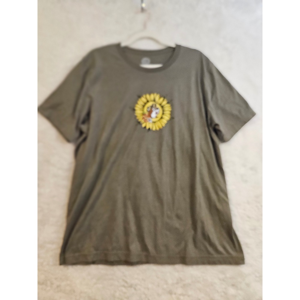 Buc-ee's T-Shirt Women XL Olive Green Be Happy Sunflower 70s Vibe Boho #700